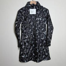 Equine Couture Ladies Rain Jacket XS Black Linear Horse Print Full Zip Country picture