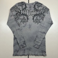 y2k Affliction Long Sleeve Thermal Shirt Women's Size Medium Wings Goth Grunge picture