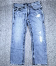 True Religion Ricky Super T Jeans 34x30 Made USA Y2K Distressed Light Wash picture