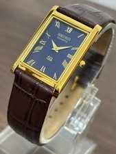 Vintage Refurbished Seiko Slim Tank Men's Roman Dial Wrist Watch picture