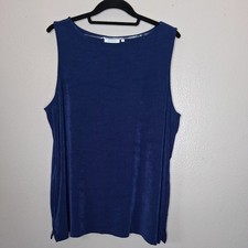 NWT Chico's Travelers Size 3 Tank Top Blue Casa Acetate Stretch Side Slit US XL picture