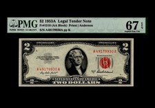 1953A $2 Legal Tender Note. FR: 1510. PMG Graded: 67 EPQ.  picture