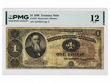 1890 $1 Treasury Note Fr.347 PMG 12 Fine Ornate Back Rosecrans Huston picture