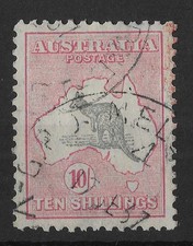 Australia 1931-36 10/- Grey & Pink Roo SG136 Fine Used Cat£160 picture
