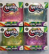 Ja-Ru Kool Kube Squishy Set like Needoh Nice Cube Glitter Pink Purple Blue Green picture