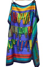 Hermes Carre 90 Silk Scarf Multicolor Stripe Graphic France picture