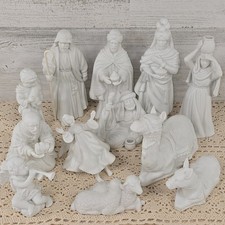 AVON Nativity Collectibles Porcelain Figurines 1982–1990 Set of 12 White Bisque. picture