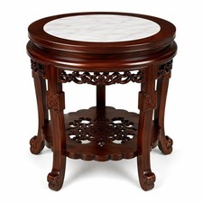Festcool Classic Wooden Round, Marble Stone Top, Coffee Tea Table, Planter St... picture
