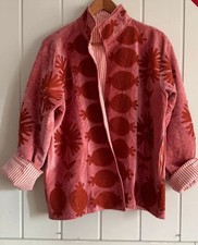 Handmade Red Velvet Embroidered Jacket Boho Floral Festival Wear picture