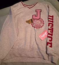 Justice Girls Varsity V-Neck Fleece Pullover Sweatshirt Logo Graphic xl picture