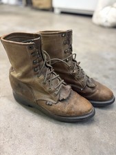 Justin Leather Lace-Up Work Boots Brown Womens Size 9C Mens 7 Medium Width L7462 picture