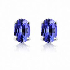 Natural Tanzanite Oval Stud Earring Sterling Silver 2ct December Birthstone Gift picture