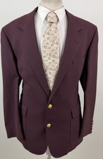 Vtg Hardwick Clothes 46 R Burgundy Hopsack Gold Button USA Blazer Sport Coat picture