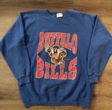 Vintage 1993 Buffalo Bills Embroidered Taz Looney Tunes Crewneck Men’s XL picture