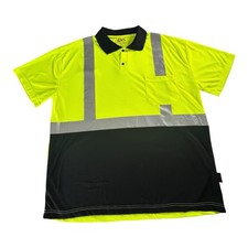 GSS Men's 2XL Class 2 Safety Reflective Quick-Dry Polo Green Gray Shirts picture