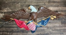 Syroco American Eagle wall hanging flag RARE FULL PAINTED RED BLUE 3867 MCM 29