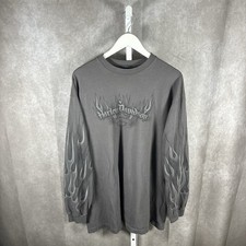 GRAIL Vintage 2000s Harley Davidson Atlantic City Grey NJ Flame Long Sleeve Tee picture