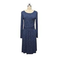 Boden Navy Blue Floral Long Sleeve Jersey Midi Dress J0493 US 6R UK 10R picture