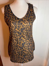 L&B Lucky Blessed Brown Leopard Print Tank Top Size S picture