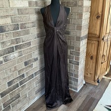 Carmen Marc Valvo Brown Halter Sequin Evening Gown Dress Women's Size 10 #10C1 picture