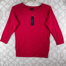 Talbots Petites Sweater Womens Small Petite Red 3/4 Sleeve Cotton NWT picture