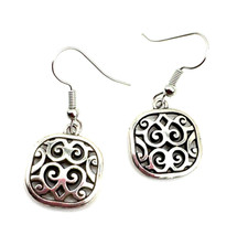 Brighton Shadow Play Cutout Deco Squares Silver Custom Earrings picture