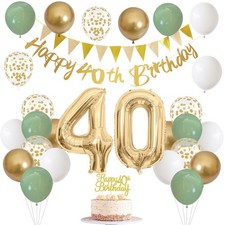 40th Birthday Decorations for Women, Sage Green White Gold 1986 Happy 40th picture