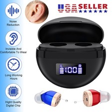 Pair Rechargeable Digital Invisible Hearing Aids Sound Voice Amplifier Mini ITE picture