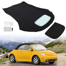 Black Convertible Soft Top Heated Glass Window For Volkswagen Beetle 2003-2010 picture