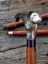 Antique Designer Style Solid Brass Lion Handle Head Wooden Walking Stick Cane picture