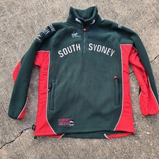 VTG Y2K South Sydney Rabbitohs Half Zip Fleece Jumper Mens Large Red/Green NRL picture