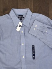NWT Gap Mens Classic Fit Blue Striped Button Down Long Sleeve Shirt Size Large picture