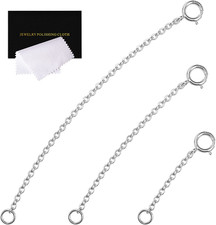 3 Pcs 925 Sterling Silver Necklace Extender Silver Chain Extenders for Necklaces picture