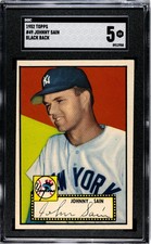 1952 Topps Johnny Sain #49 SGC 5 Tougher black back picture