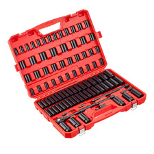 96-Piece 3/8 Inch Drive Impact Socket Set, 6-Point Deep & Shallow Sockets, SAE picture
