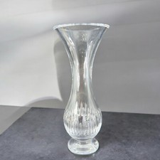 Vintage Waterford Giselle Clear Glass Crystal Vase Heavy Signed On Bottom Vessel picture