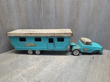 Vintage metal ,  1950's, NYLINT turquoise blue , truck and mobile home picture