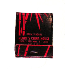 Vintage Henry's China House Chinese Food Restaurant Matchbook Ft. Lauderdale FL picture