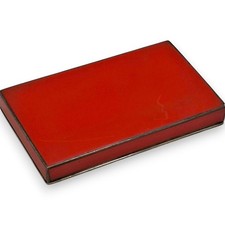 Antique French Art Deco .950 Solid Silver Red Enamel Cigarette Card Case HA picture