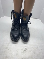 Justin Vintage USA Black Leather Lace Up Ranch Cowboy Kiltie Boots Mens 8.5M picture