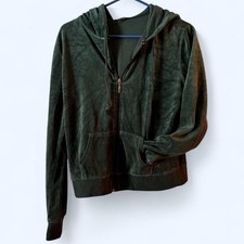 Y2K Tween Grunge 2000's Green Zip Up Hoodie Vintage Soft Emo picture