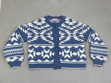 NEW Boden Abi Jacquard Cardigan in Denim Blue Aztec Cardigan Sweater Size Medium picture