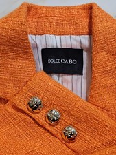 Dolce Cabo Short Orange 1-Button Stylish Basketweave Jacket Blazer Size S picture