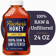 Fischers Honey, 24oz Raw and Unfiltered, Local 100% US Grade Squeeze Bottle New picture