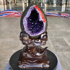 8.02LB High quality Natural Amethyst geode quartz crystal Dinosaur egg healing picture