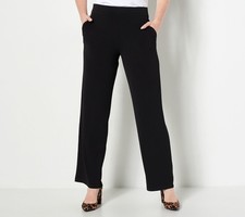 Susan Graver Women's Pants Sz S Liquid Knit Wide-Leg Pull-On Black A467766 picture