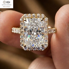 IGI 2.50CT E VS1 Radiant Lab Grown Diamond Engagement Ring In 14K Yellow Gold picture