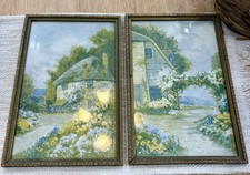 VTG Pair Vernon Woodger Cottage Prints Framed Summer Blooms Clustering Roses picture