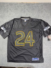 Marshawn Lynch 24 Seattle Seahawks Jersey Mens XL Black NFL Pro Line picture