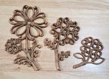 Vintage 1978 Set of 3 Syroco Burwood Flowers Wall Decor Homco/Dart Industries picture